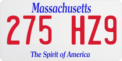 MA license plate 275HZ9