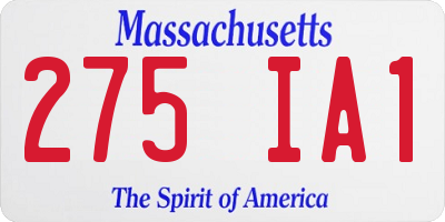 MA license plate 275IA1
