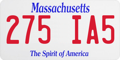 MA license plate 275IA5