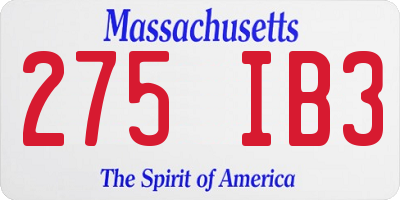 MA license plate 275IB3