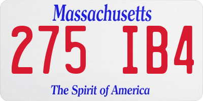 MA license plate 275IB4