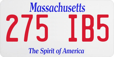 MA license plate 275IB5