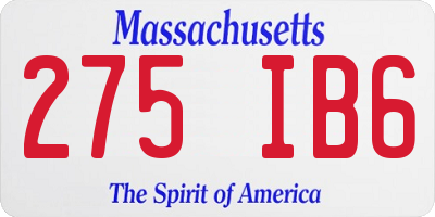 MA license plate 275IB6