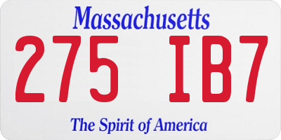 MA license plate 275IB7