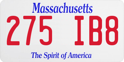 MA license plate 275IB8