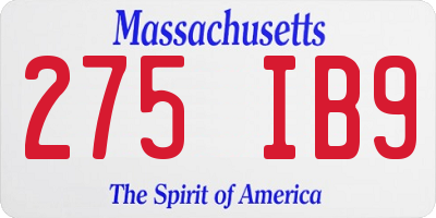 MA license plate 275IB9