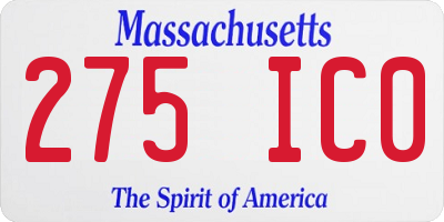 MA license plate 275IC0