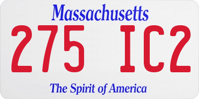 MA license plate 275IC2