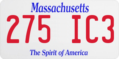 MA license plate 275IC3
