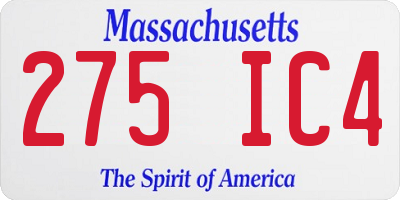 MA license plate 275IC4