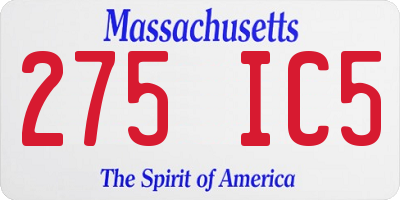 MA license plate 275IC5