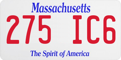 MA license plate 275IC6