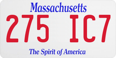 MA license plate 275IC7