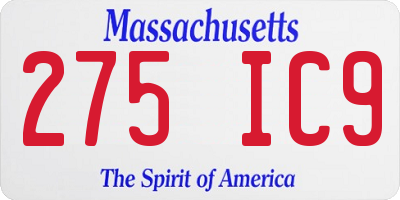 MA license plate 275IC9