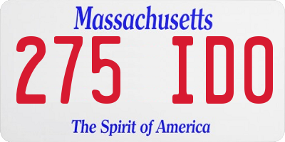 MA license plate 275ID0