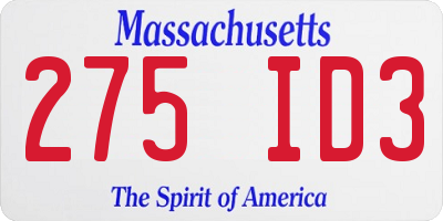 MA license plate 275ID3