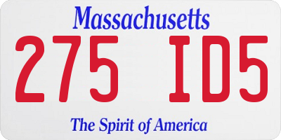 MA license plate 275ID5