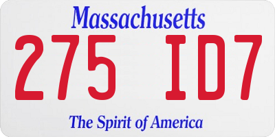 MA license plate 275ID7