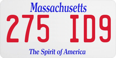 MA license plate 275ID9
