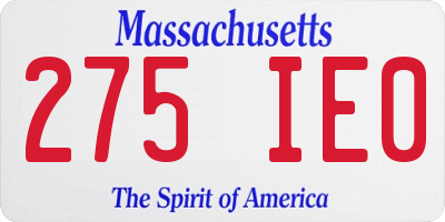 MA license plate 275IE0