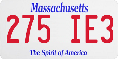 MA license plate 275IE3