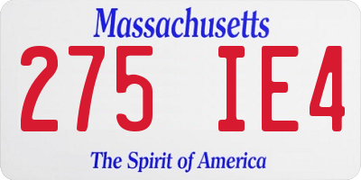 MA license plate 275IE4