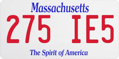 MA license plate 275IE5
