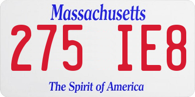 MA license plate 275IE8