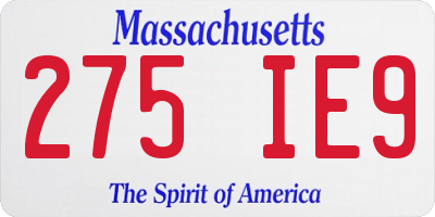 MA license plate 275IE9
