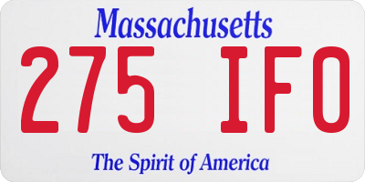 MA license plate 275IF0