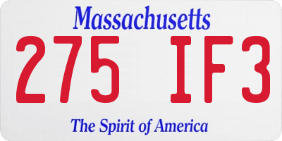 MA license plate 275IF3