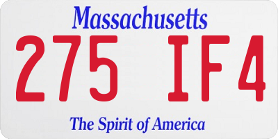 MA license plate 275IF4