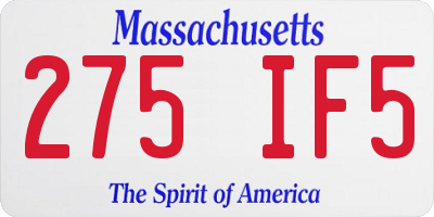 MA license plate 275IF5