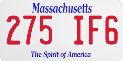 MA license plate 275IF6