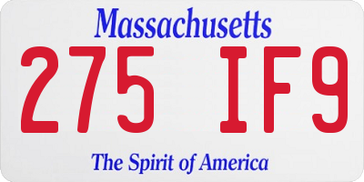 MA license plate 275IF9