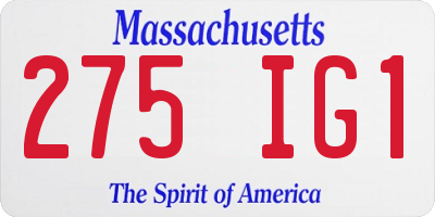 MA license plate 275IG1