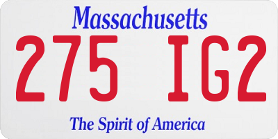 MA license plate 275IG2
