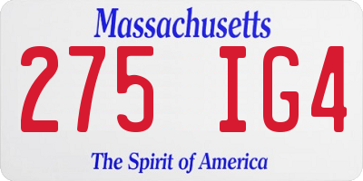 MA license plate 275IG4