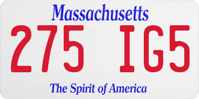 MA license plate 275IG5