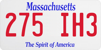 MA license plate 275IH3