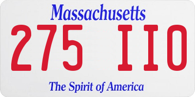 MA license plate 275II0