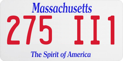 MA license plate 275II1