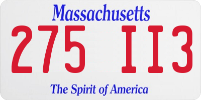MA license plate 275II3
