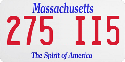 MA license plate 275II5