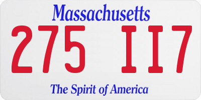 MA license plate 275II7