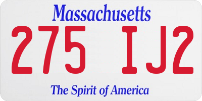 MA license plate 275IJ2