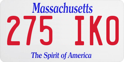 MA license plate 275IK0