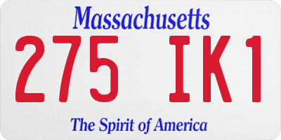 MA license plate 275IK1