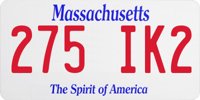 MA license plate 275IK2