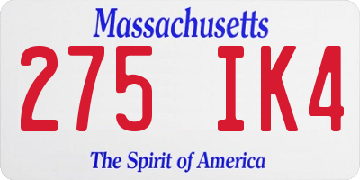 MA license plate 275IK4